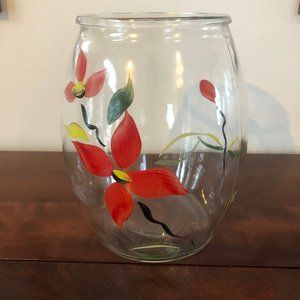Bartlett Collins Cookie Jar, No Lid, Clear with Flower 1950s